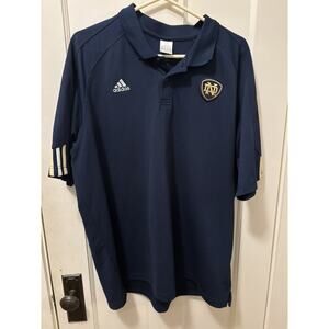 Notre Dame Polo Shirt Mens XL Blue Adidas Golf Short Sleeve Fighting Irish
